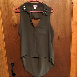 Olive Green Sheer Cutoff Tank